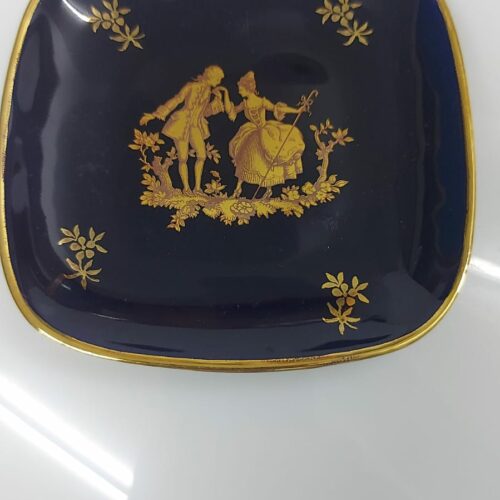 Bandeja de porcelana de Limoges azul cobalto