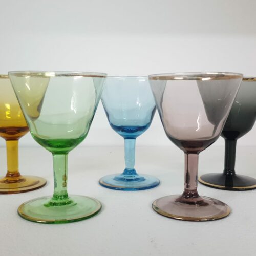 Juego de 7 copas de cristal de colores